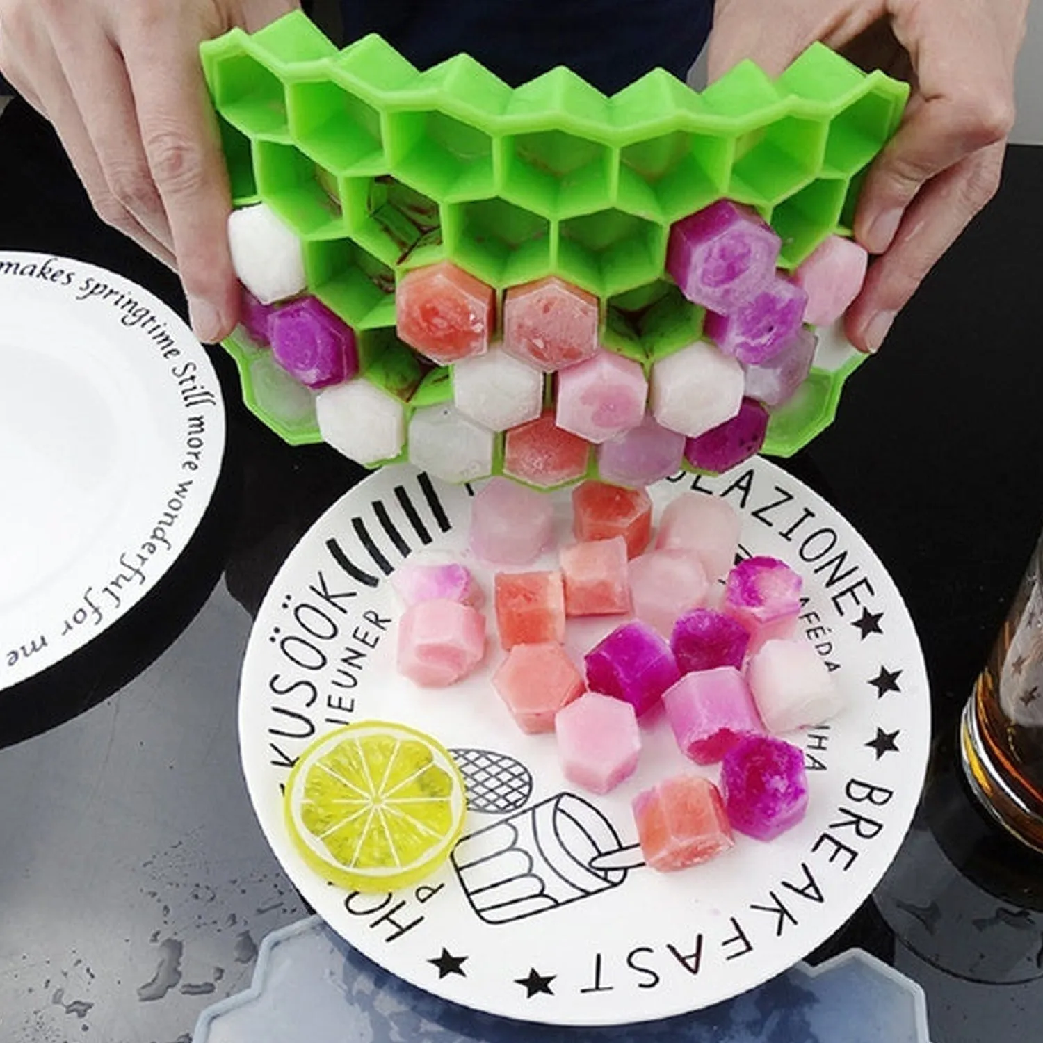 0998  Silicone Ice Cube Trays 32 Cavity Per Ice Tray [Multi color]