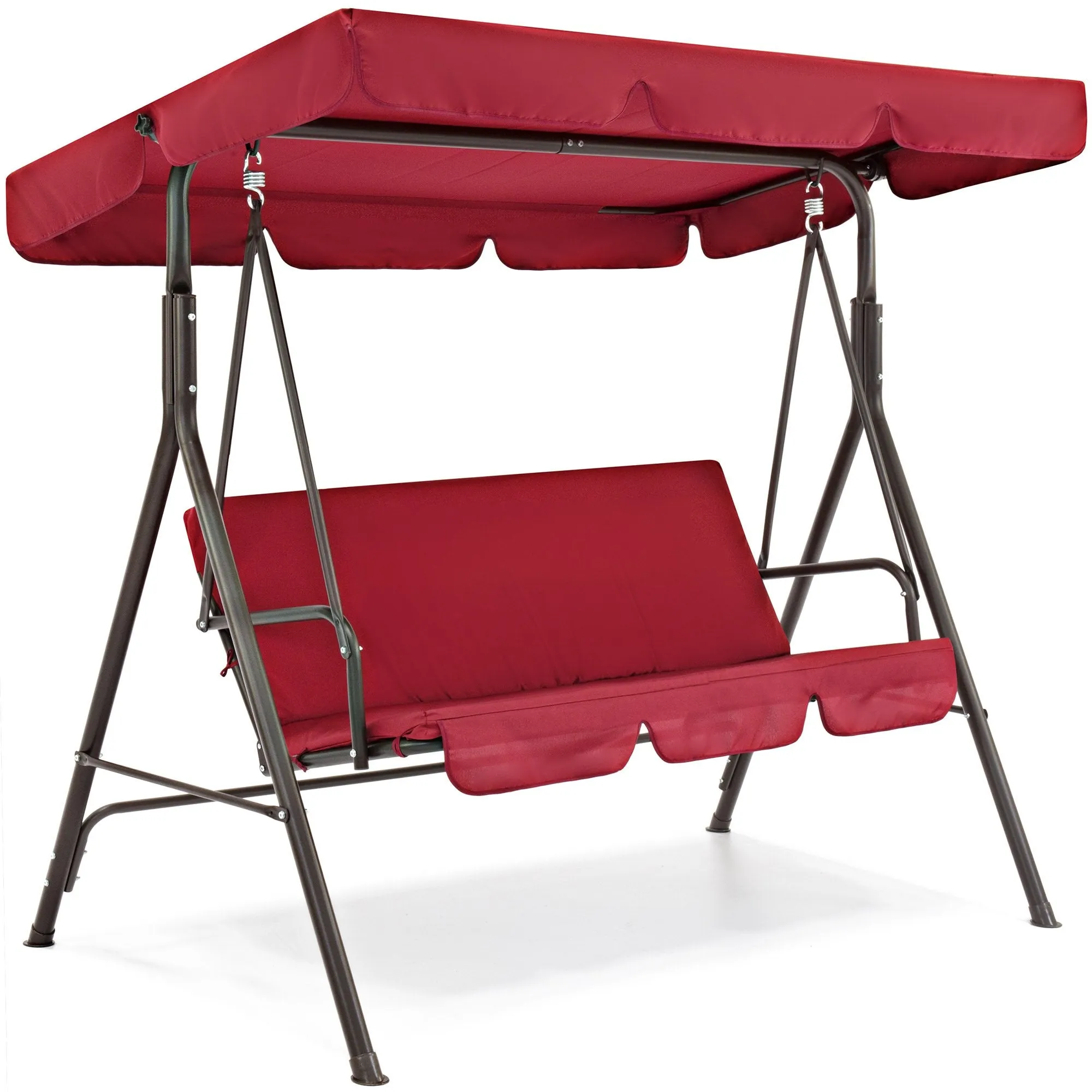 2-Person Outdoor Canopy Swing Glider Furniture w/ Cushions, Steel Frame