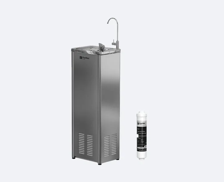 20L/h Puretec Stainless Steel Drinking Fountain w/Glass Filler & External Filter