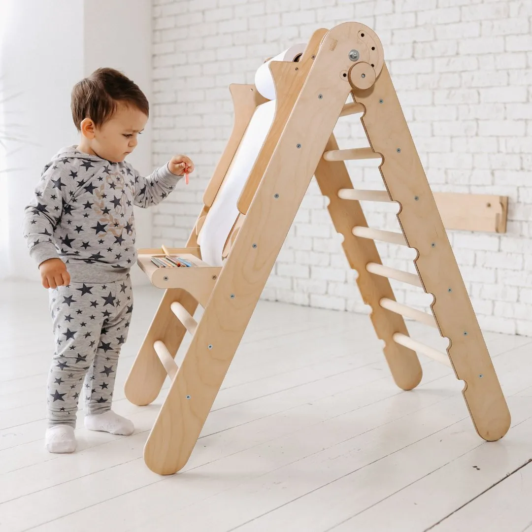 4in1 Montessori Climbing Set: Triangle Ladder   Climbing Arch   Slide Board   Art Addition