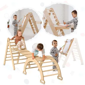 4in1 Montessori Climbing Set: Triangle Ladder   Climbing Arch   Slide Board   Art Addition