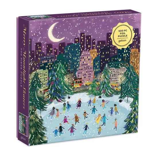 500 PC Foil Merry Moonlight Skaters Puzzle