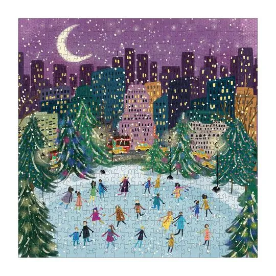 500 PC Foil Merry Moonlight Skaters Puzzle