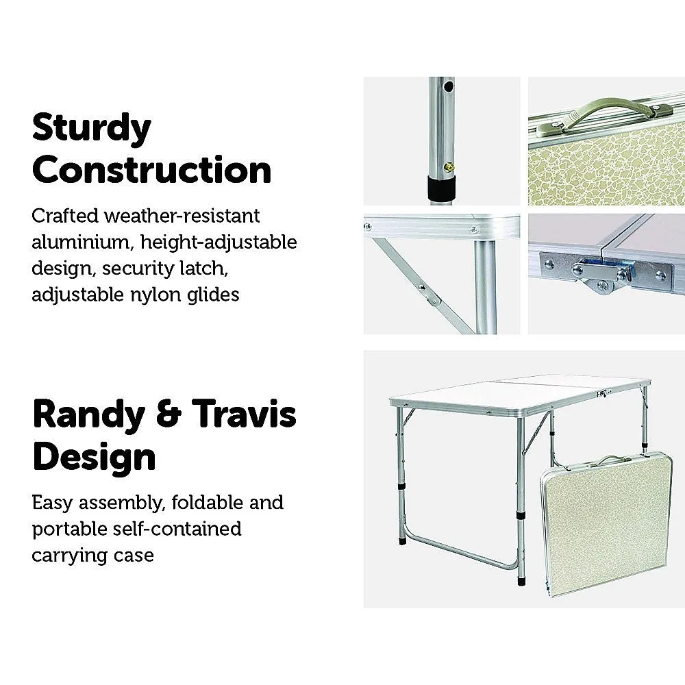 Adjustable Aluminium Folding Table, Portable, Indoor Outdoor, 120cm