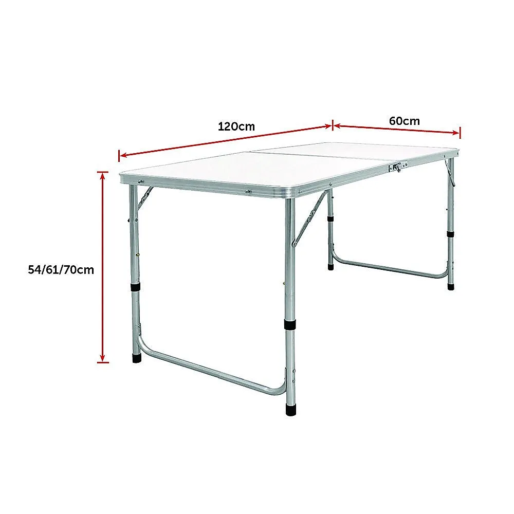 Adjustable Aluminium Folding Table, Portable, Indoor Outdoor, 120cm