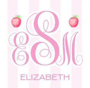 Apple Bag Tag- Pink Stripe