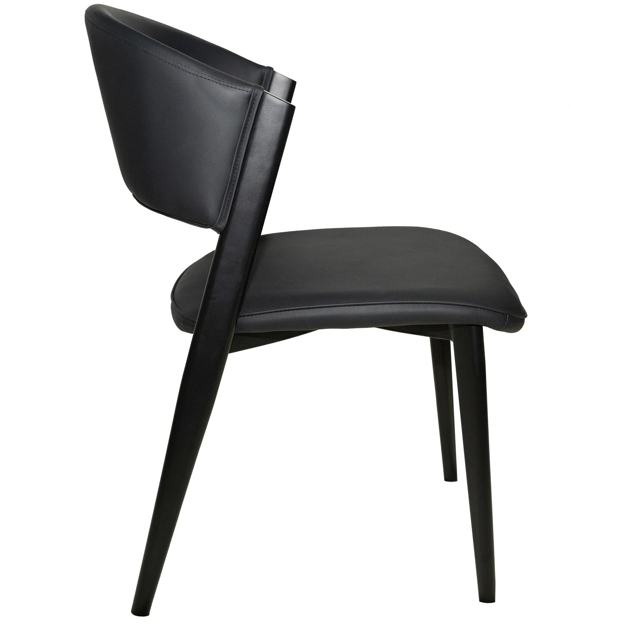 Aspen Dining Chairs Upholstered in Leather with Black Metal Legs Set of 4