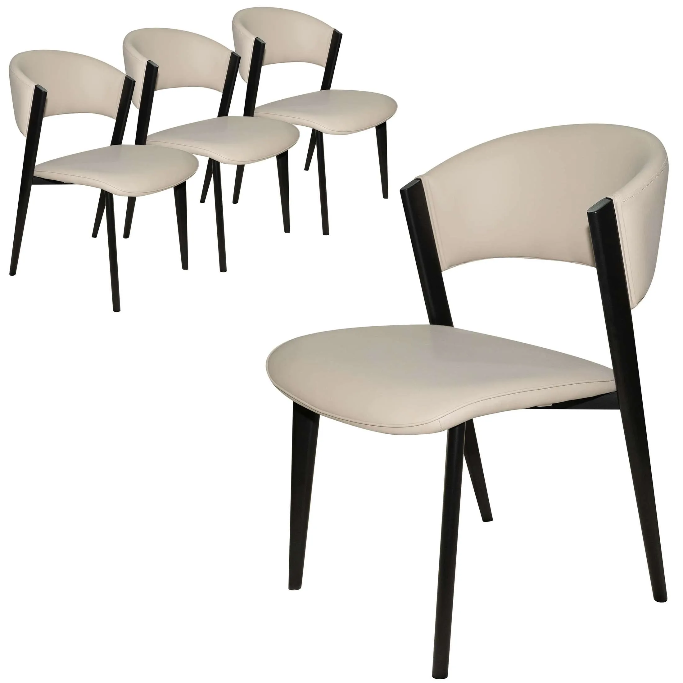 Aspen Dining Chairs Upholstered in Leather with Black Metal Legs Set of 4