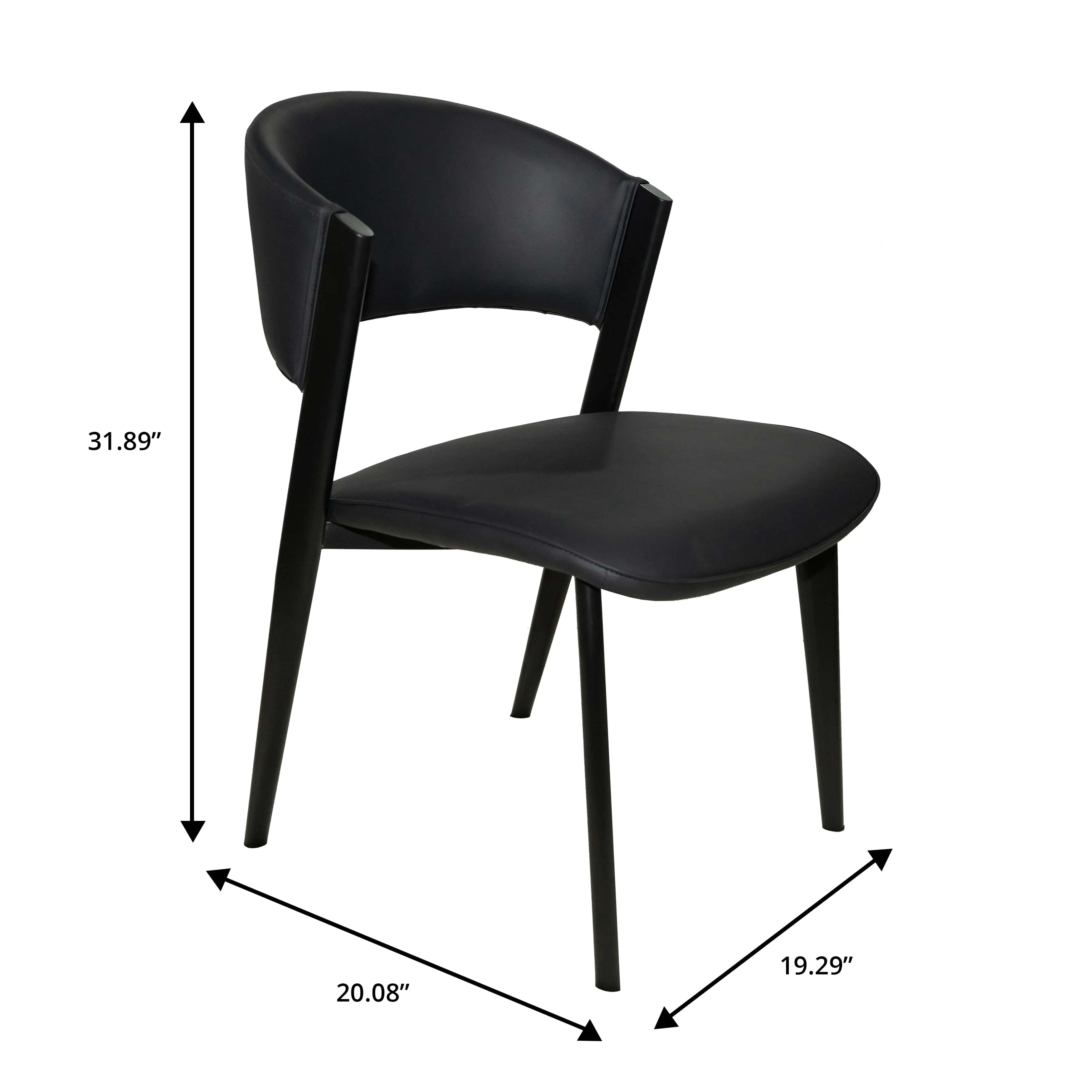 Aspen Dining Chairs Upholstered in Leather with Black Metal Legs Set of 4