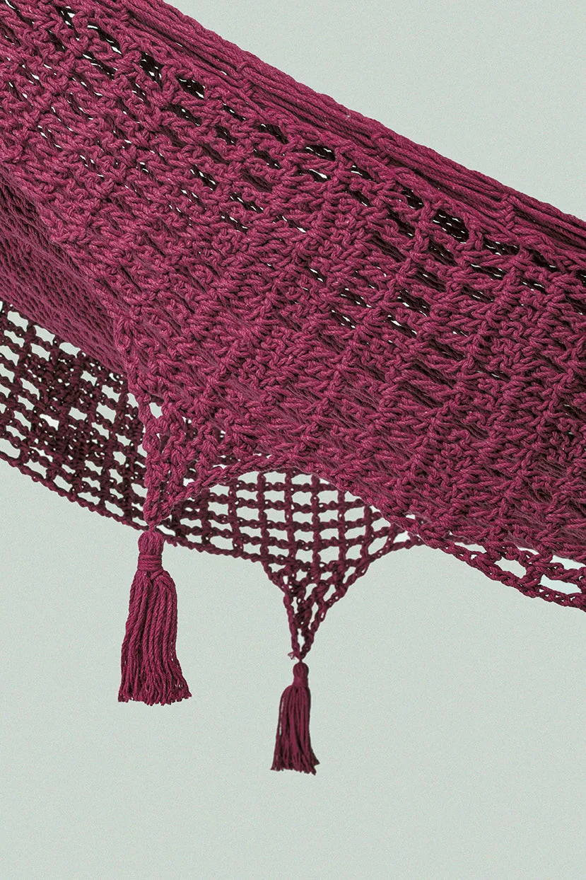 Authentic Mexican Deluxe Outdoor Undercover Cotton Hammock in Maroon