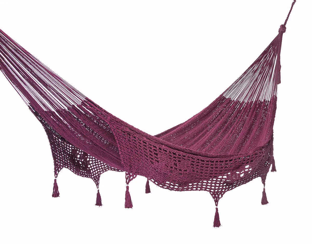 Authentic Mexican Deluxe Outdoor Undercover Cotton Hammock in Maroon