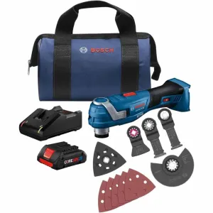 Bosch GOP18V-34B14 18V Brushless Starlock Oscillating Kit w/ (1) CORE18V 4 Ah Advanced Battery and GAL18V-40   3 Blades   Sanding Pads