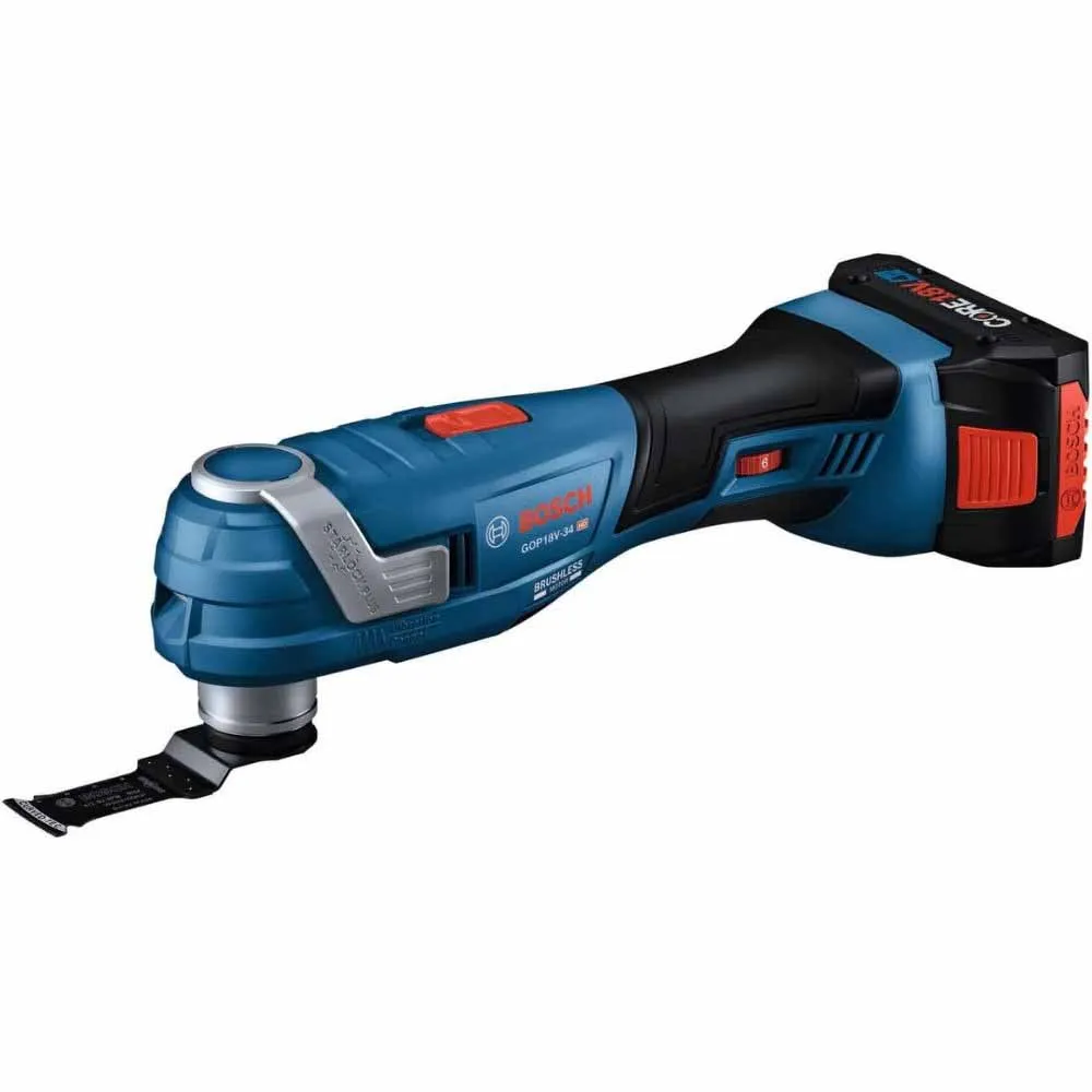 Bosch GOP18V-34B14 18V Brushless Starlock Oscillating Kit w/ (1) CORE18V 4 Ah Advanced Battery and GAL18V-40   3 Blades   Sanding Pads