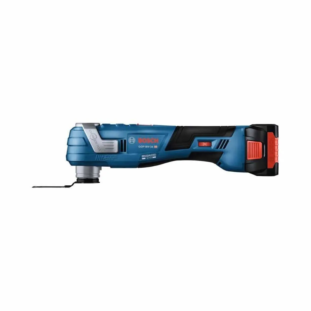 Bosch GOP18V-34B14 18V Brushless Starlock Oscillating Kit w/ (1) CORE18V 4 Ah Advanced Battery and GAL18V-40   3 Blades   Sanding Pads