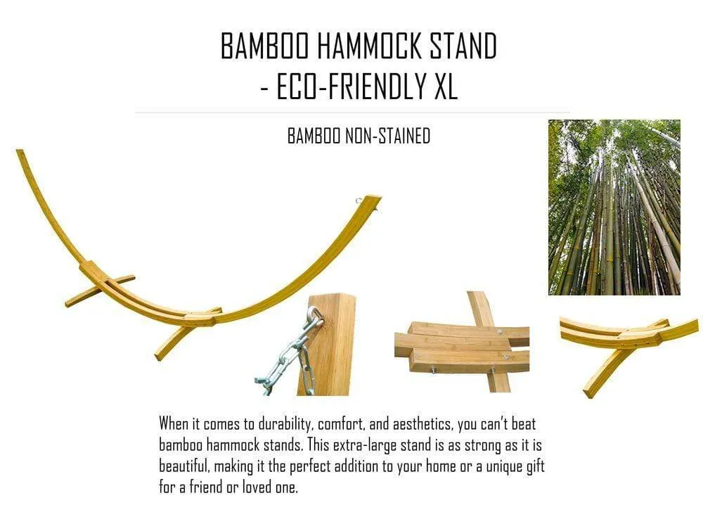 Brazilian Style Double Hammock with Bamboo Stand