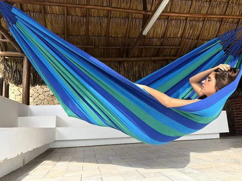 Brazilian Style Double Hammock with Bamboo Stand