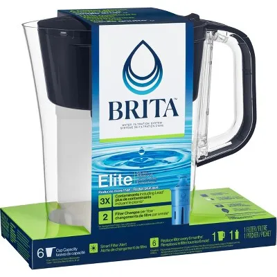 Brita Water Filter Soho Water Pitcher Dispensers with Longlast Water Filter - Black