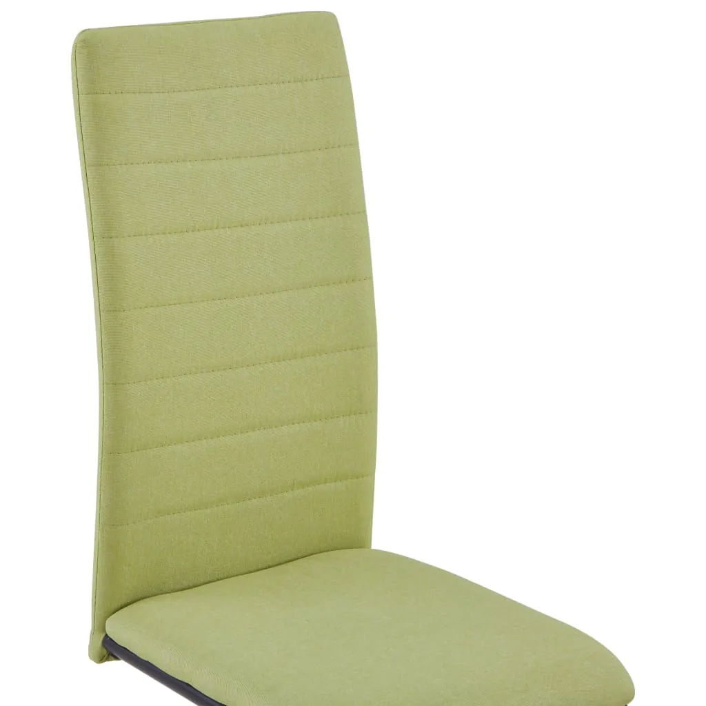 Cantilever Dining Chairs 4 pcs Green Fabric