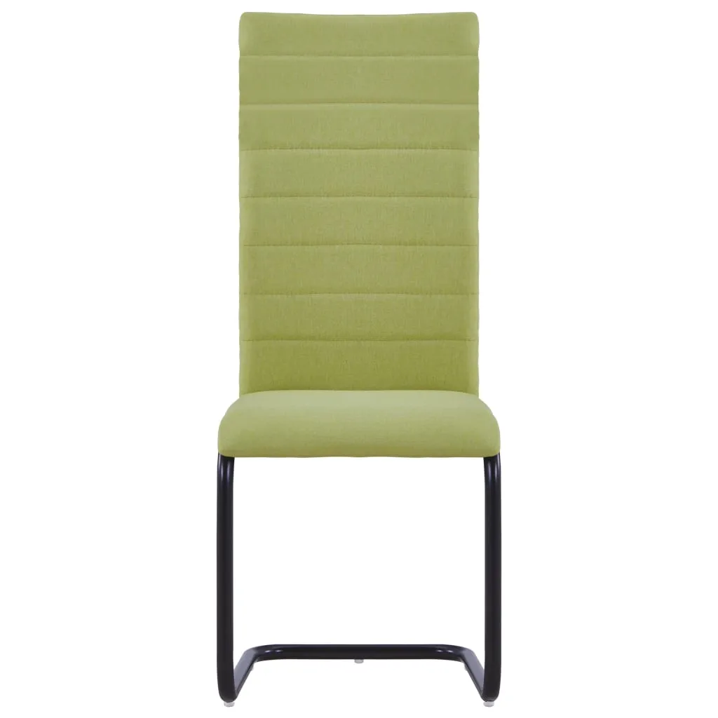 Cantilever Dining Chairs 4 pcs Green Fabric