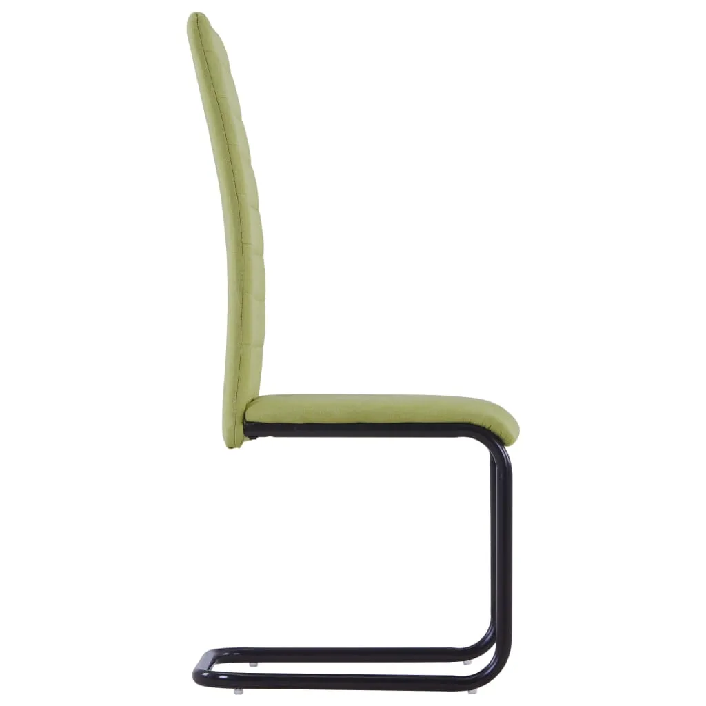 Cantilever Dining Chairs 4 pcs Green Fabric