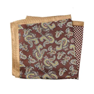 Classy Men Brown Multi-Pattern Pocket Square