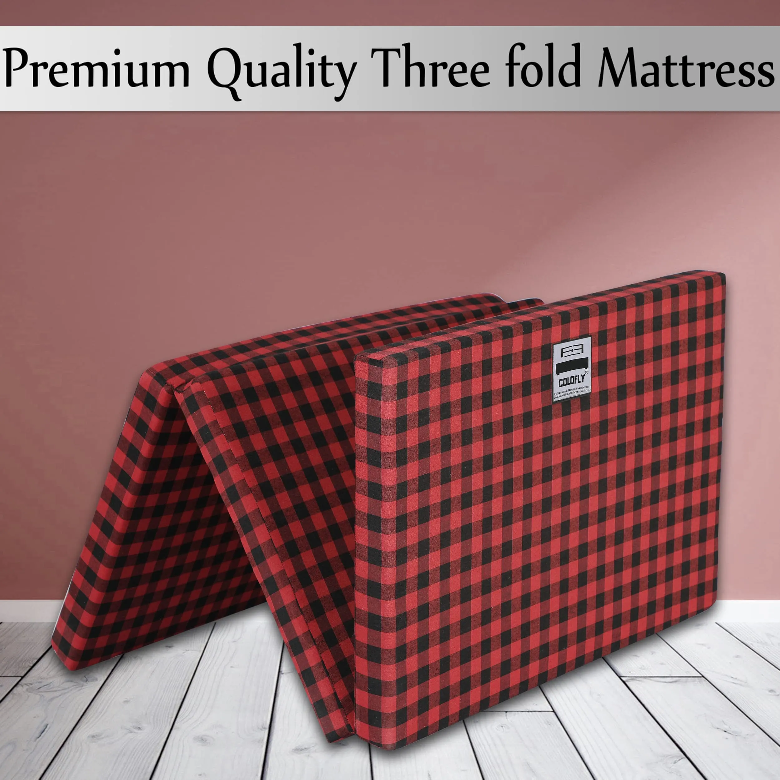 Colofly 2 Inch Three Fold Dual Comfort Reversible Uhd Foam Single Bed Mattress,72X35X2, Red & Black