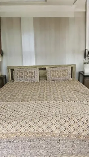 Cotton Double Bed Dohar with Intricate Designs, Beige and Brown