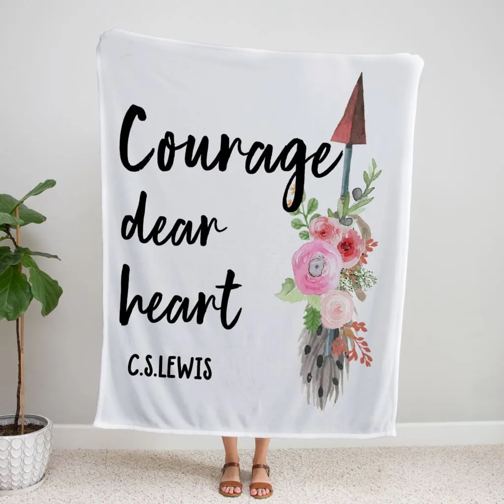 Courage Dear Heart Fleece Blanket - Christian Blanket - Bible Verse Blanket