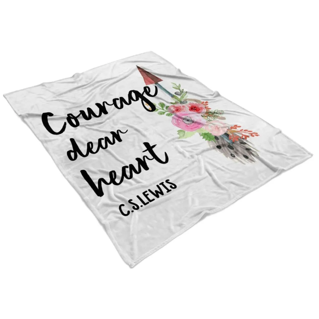 Courage Dear Heart Fleece Blanket - Christian Blanket - Bible Verse Blanket