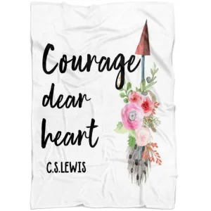 Courage Dear Heart Fleece Blanket - Christian Blanket - Bible Verse Blanket