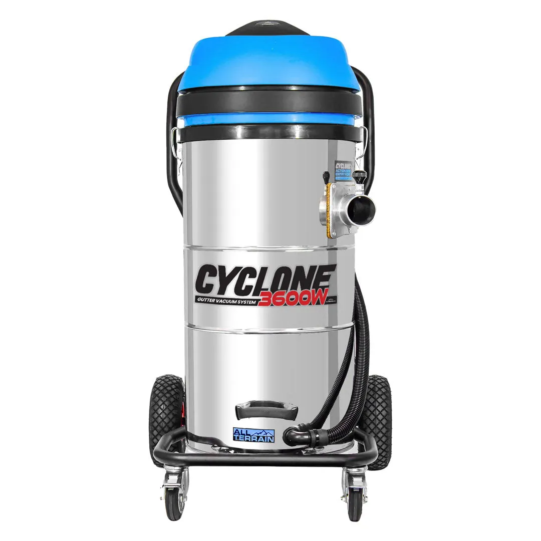 Cyclone II All-Terrain Gutter Vacuum - 27-Gallon, 3600W Stainless Steel with 20-Foot Aluminum Poles & Bag