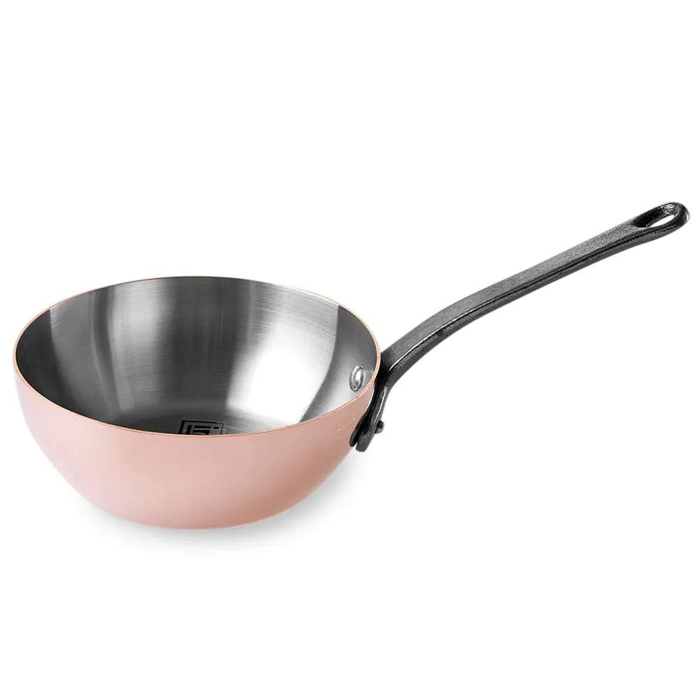 De Buyer Copper Conical Saute Pan with Cast Iron Handle