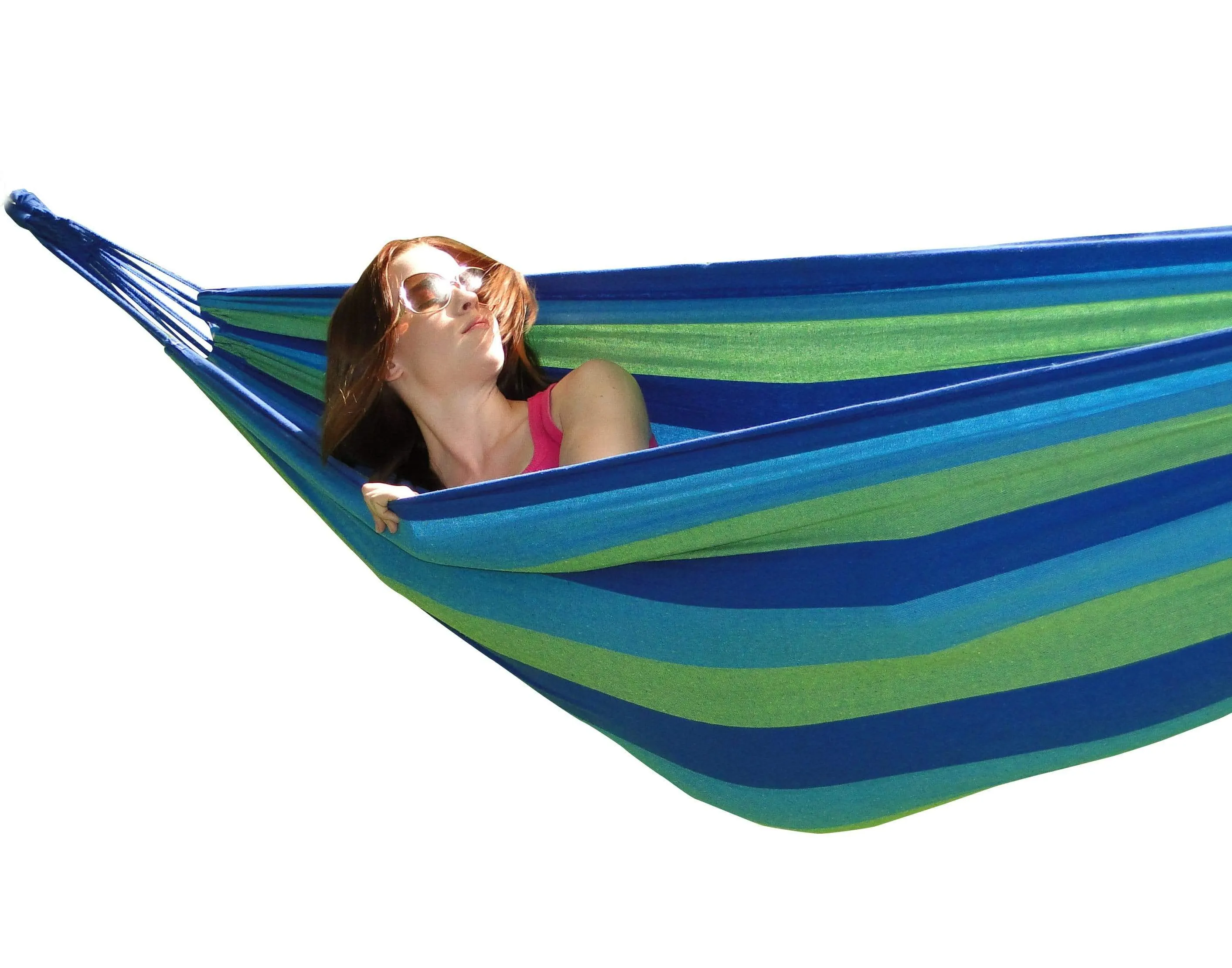 Deluxe Brazilian Style Double Hammock with Bamboo Stand