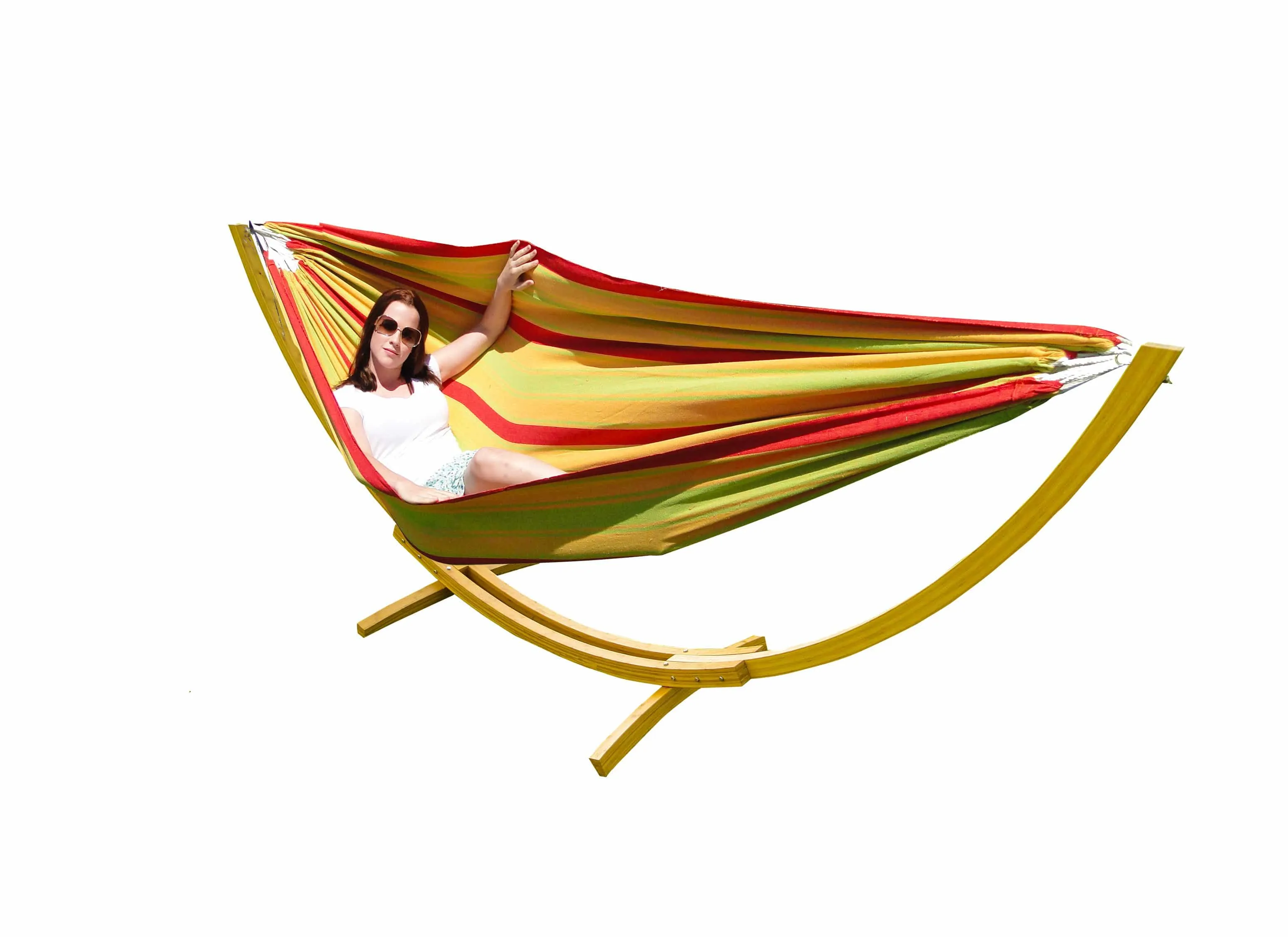 Deluxe Brazilian Style Double Hammock with Bamboo Stand