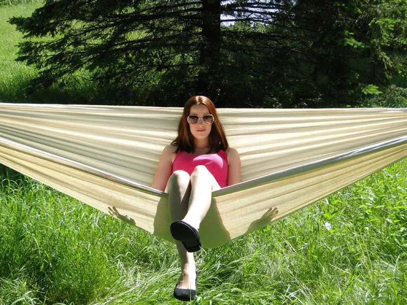 Deluxe Brazilian Style Double Hammock with Bamboo Stand