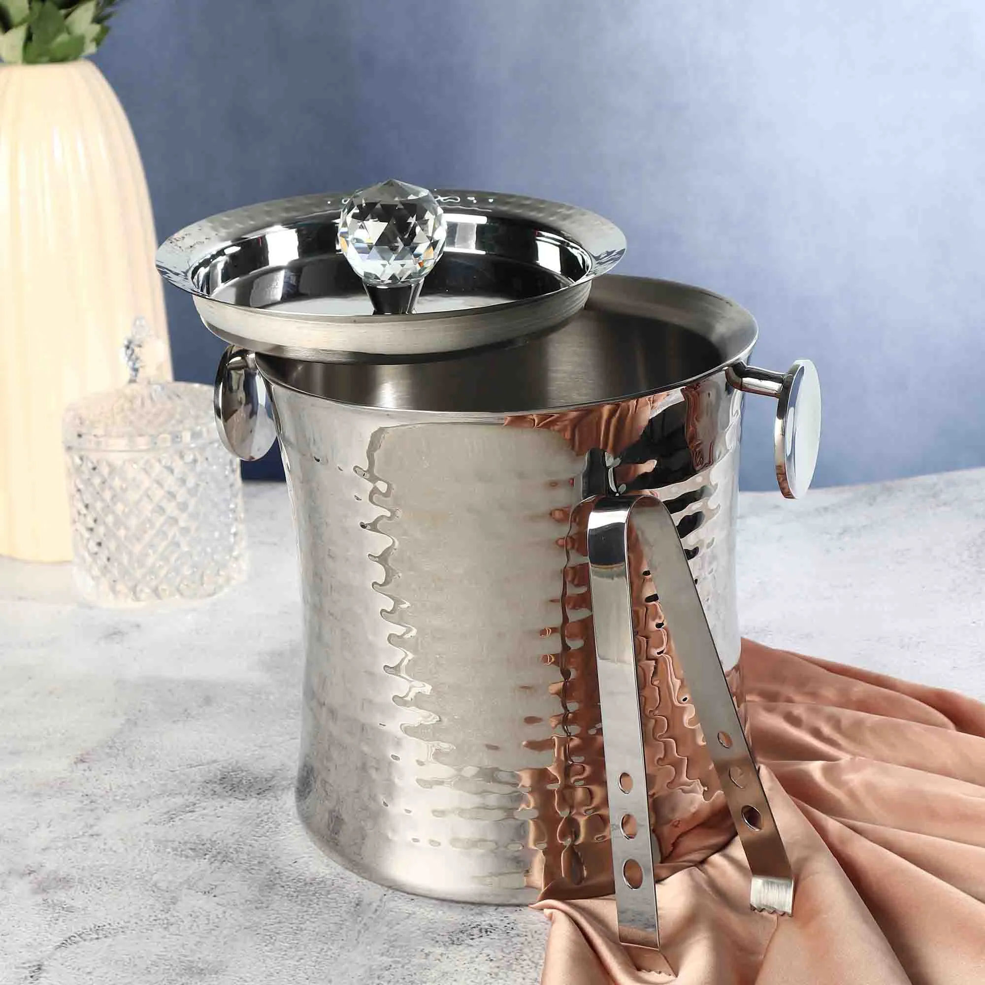 DIAMOND ICE BUCKET WITH TONGS