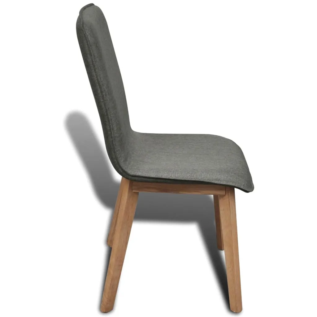 Dining Chairs 2 pcs Light Grey Fabric and Solid Oak Wood