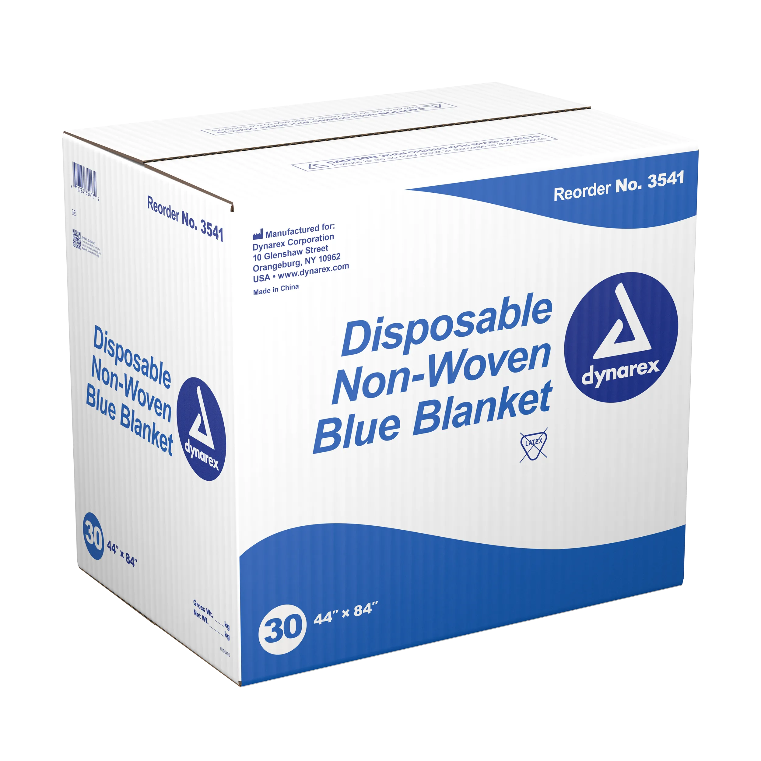 Dynarex - Disposable Blue Non-Woven Blanket 44"x84", Case of 30