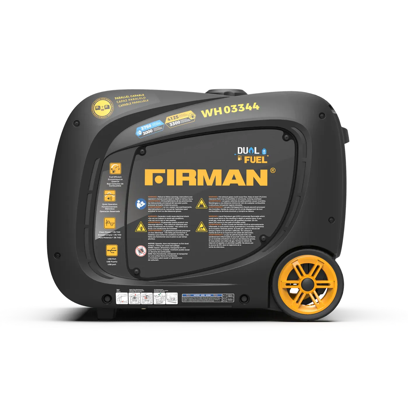 Firman WH03344 Dual Fuel Inverter Generator 3300W/4125W 30 Amp Electric Start New