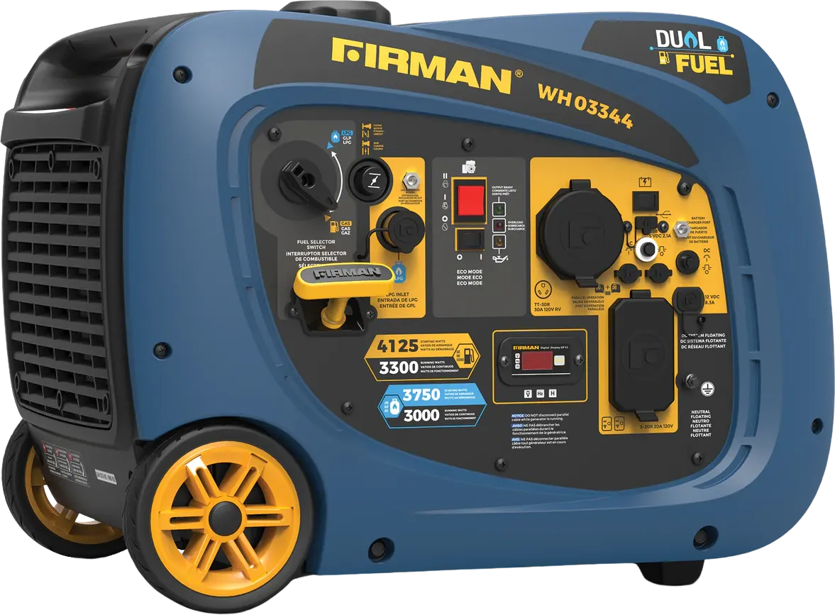 Firman WH03344 Dual Fuel Inverter Generator 3300W/4125W 30 Amp Electric Start New