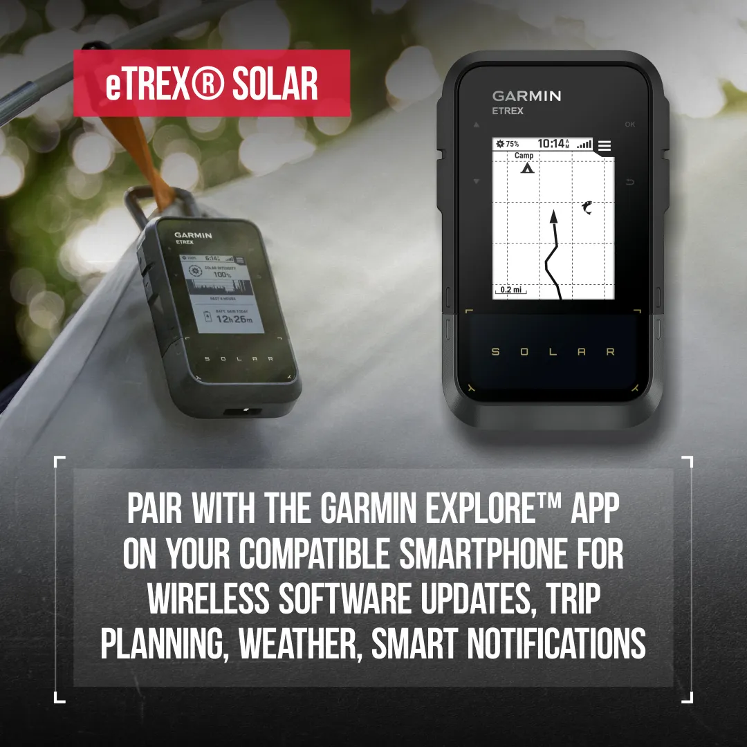 Garmin eTrex Solar, GPS Handheld Navigator, Unlimited Battery Life, Water Resistant (010-02782-00)