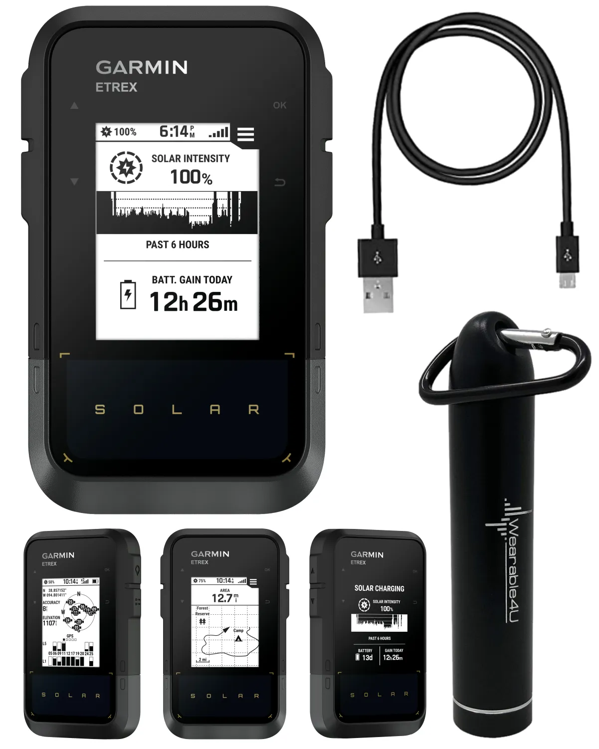 Garmin eTrex Solar, GPS Handheld Navigator, Unlimited Battery Life, Water Resistant (010-02782-00)