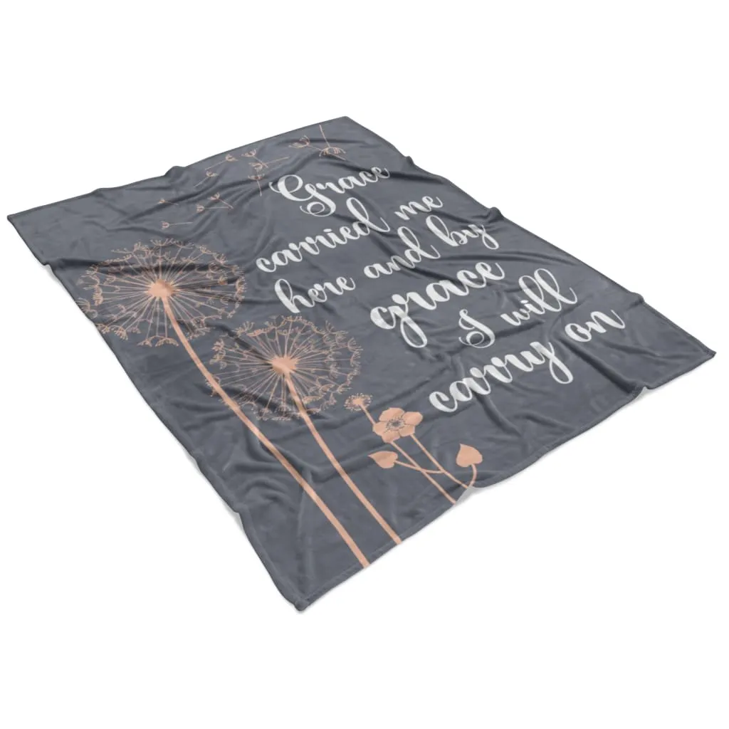 Grace Carried Me Here And By Grace I Will Carry On Fleece Blanket - Christian Blanket - Bible Verse Blanket