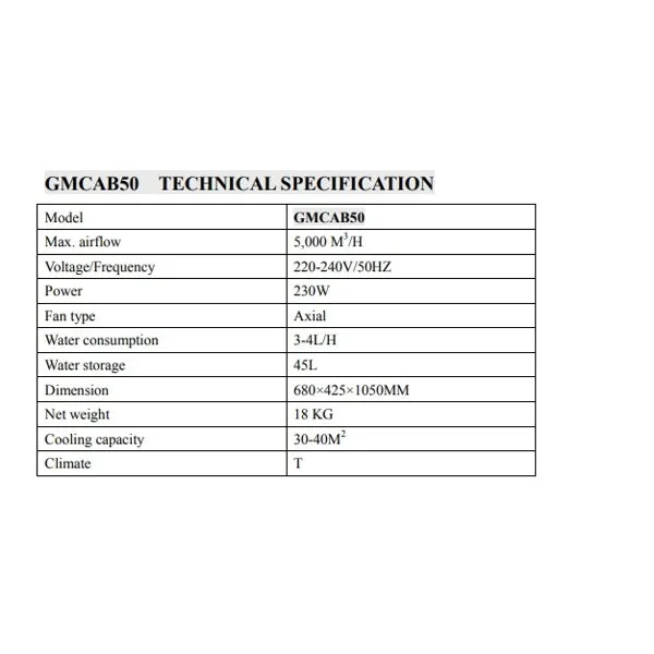 GT-GMCAB50 45 Litre Air Cooler