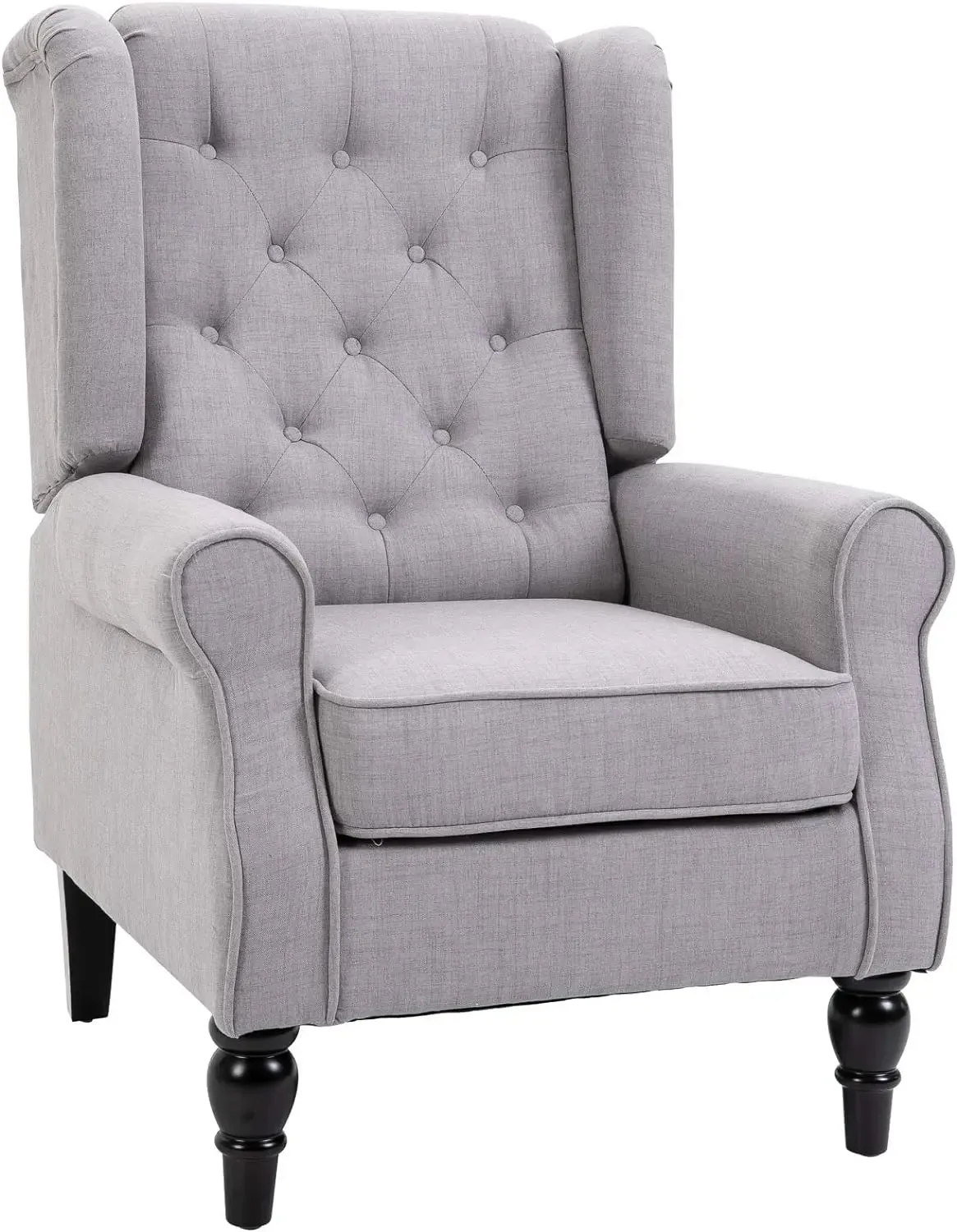 HOMCOM Button-Tufted Accent Chair with High Wingback, Rounded Cushioned Armrests and Thick Padded Seat, Dark Green