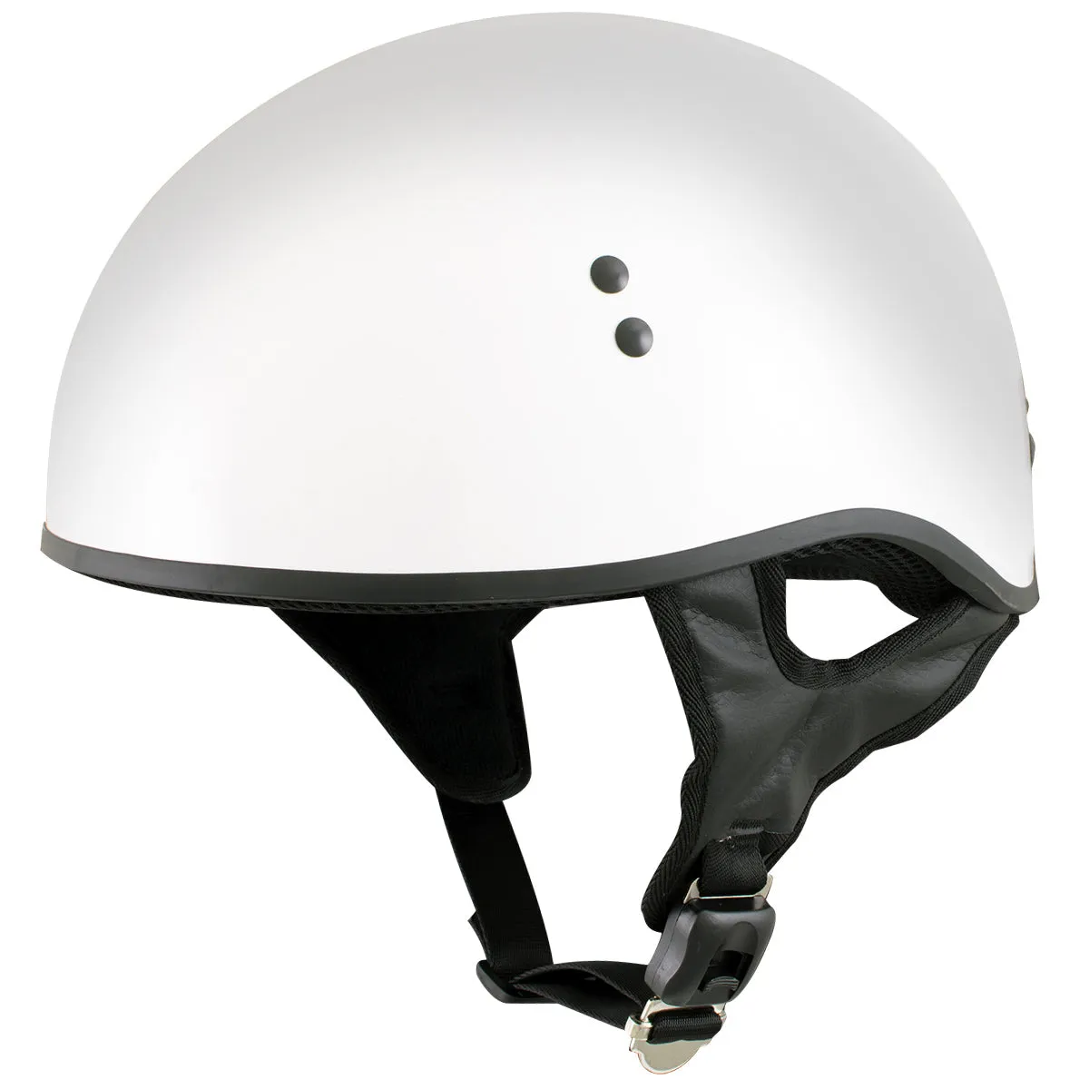 Hot Leathers HLT68 'The O.G.' Glossy White Advanced Motorcycle Skull Cap Half DOT Approved Helmet