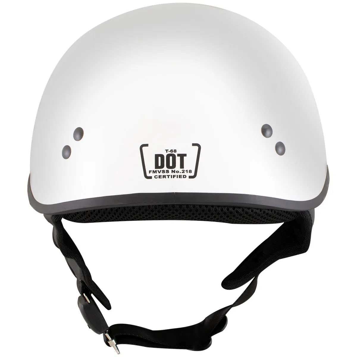 Hot Leathers HLT68 'The O.G.' Glossy White Advanced Motorcycle Skull Cap Half DOT Approved Helmet