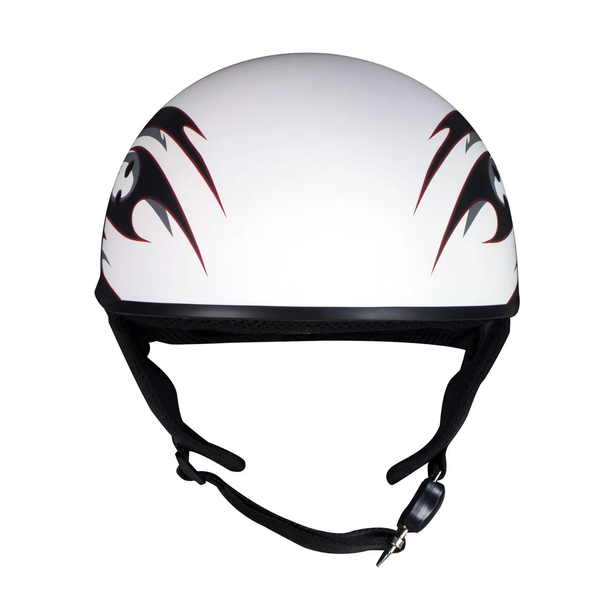 Hot Leathers Tribal White Motorcycle Skull Cap Half Helmet for Men and Women DOT Approved HLT68