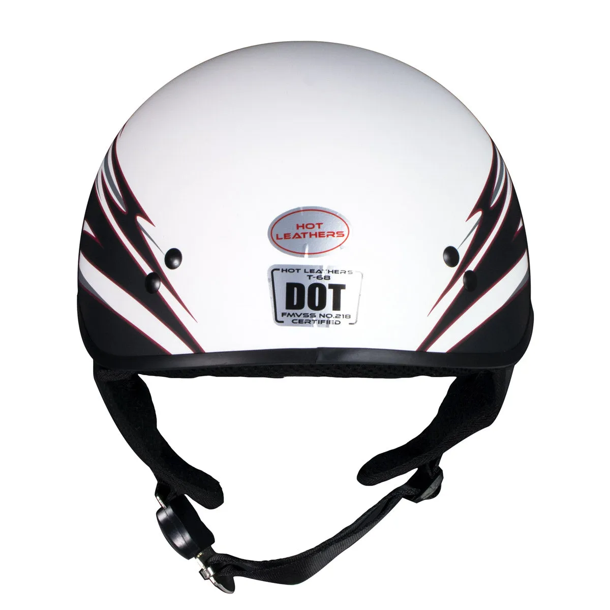 Hot Leathers Tribal White Motorcycle Skull Cap Half Helmet for Men and Women DOT Approved HLT68