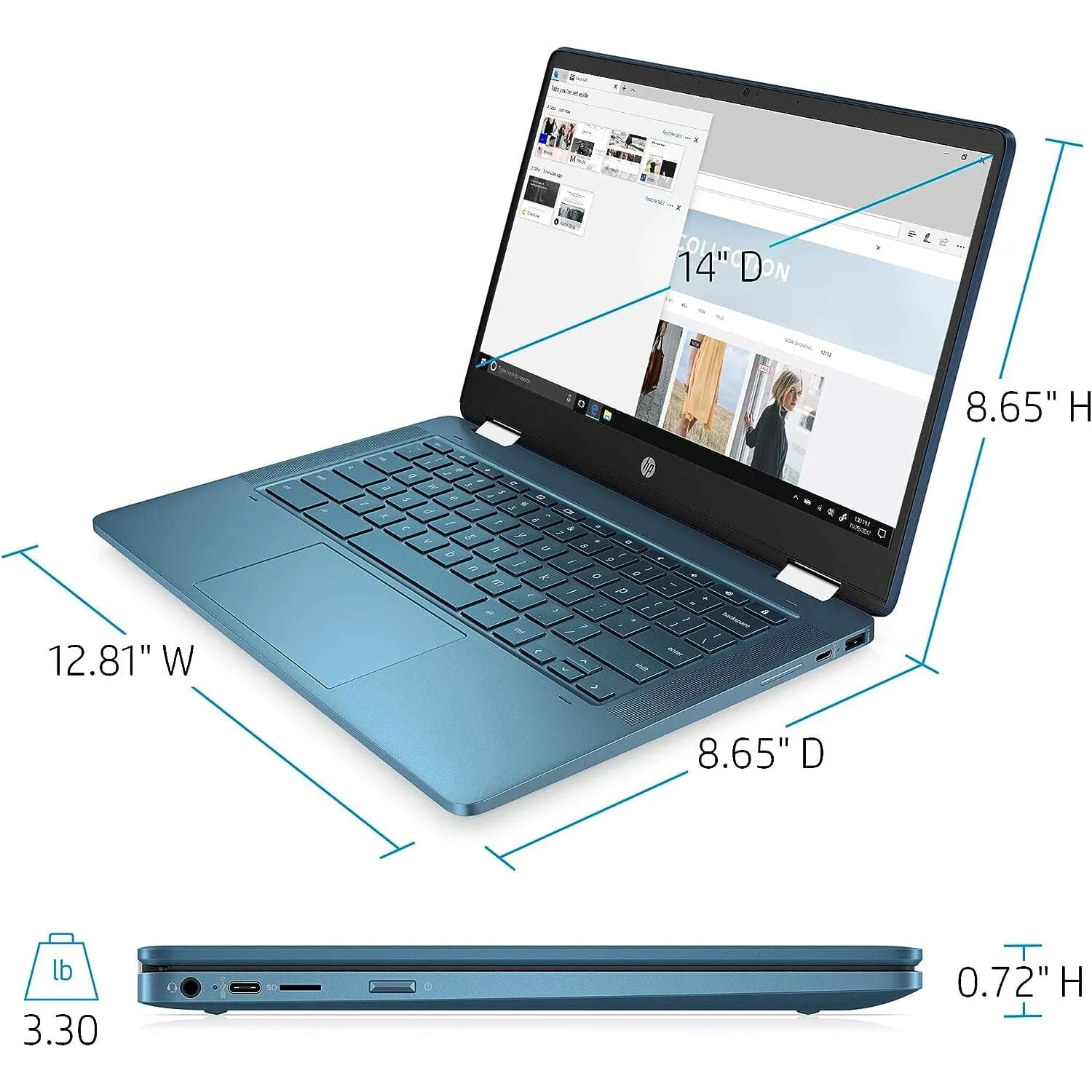 HP Laptop X360 14a Chromebook 14" HD Touchscreen (Refurbished)